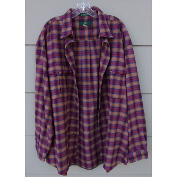Vtg. ORVIS Men's Flannel Plaid 100% Cotton Shirt Size XXL Tan/Red/Blue - Picture 11 of 12